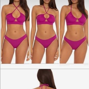 Becca Bikini sexy swimwear magenta purple flattering solid color bikini